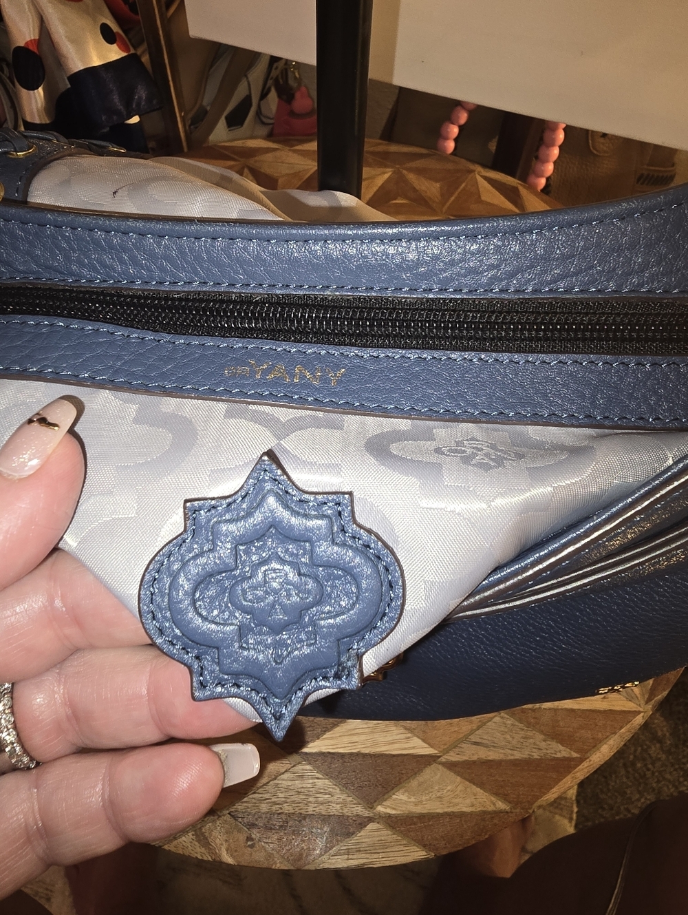 Cobalt Blue Leather Crossbody Bag with Gold Hardware By OrYany - Picture 10 of 12